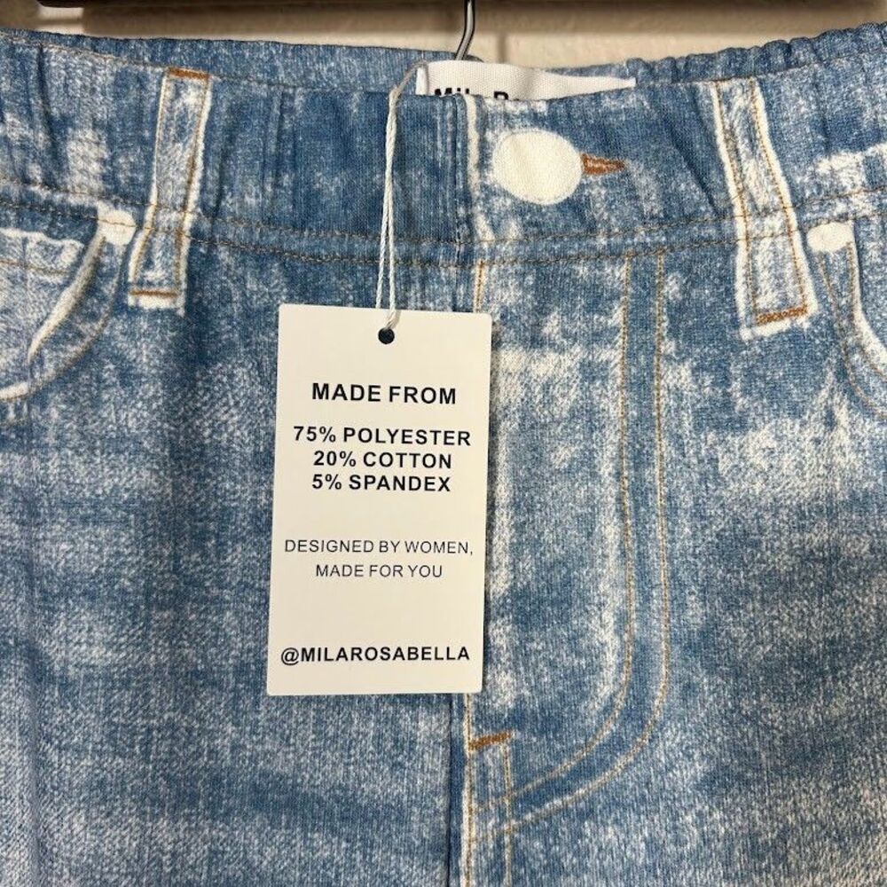 NEW Mila Rosabella Sweatpants Wide Leg Jean L Blue Elastic Waist Stretch NWT - Picture 6 of 7